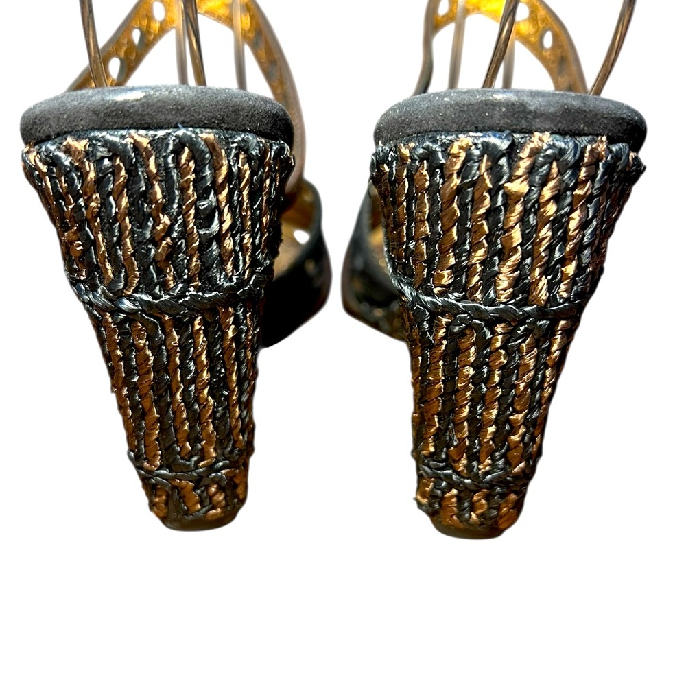 PRADA suede brown and black leather and raffia wedge sandals. Authentic! 🖤💛🤎 - Picture 6 of 10